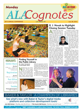 Monday Cognotes 2014ALA ANNUAL CONFERENCE LAS VEGAS, NV June 30, 2014 B