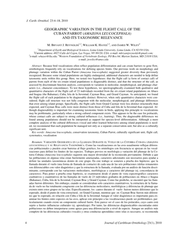 Geographic Variation in the Flight Call of the Cuban Parrot (Amazona