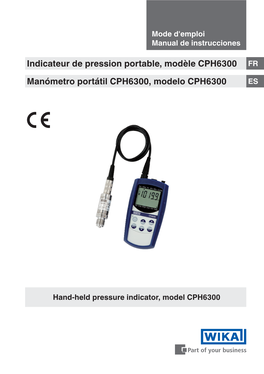 Indicateur De Pression Portable, Modèle CPH6300 Manómetro Portátil CPH6300, Modelo CPH6300