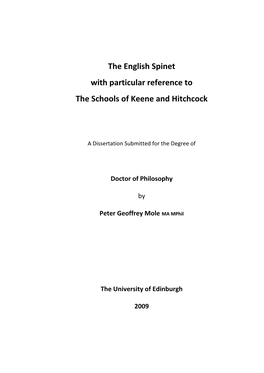 The English Spinet with Particular Reference to the Schools of Keene and Hitchcock