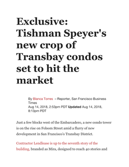 Exclusive: Tishman Speyer's New Crop of Transbay Condos Set to Hit the Market