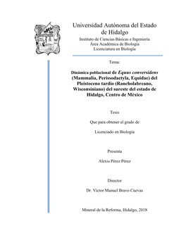 Universidad Autónoma Del Estado De Hidalgo Instituto De Ciencias Básicas E Ingeniería Área Académica De Biología Licenciatura En Biología