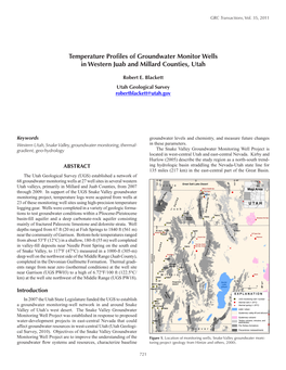 Temperature Profiles of Groundwater Monitor Wells in Western Juab and Millard Counties, Utah