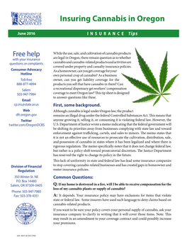 Insuring Cannabis in Oregon