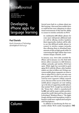 Developing Iphone Apps for Language Learning Column