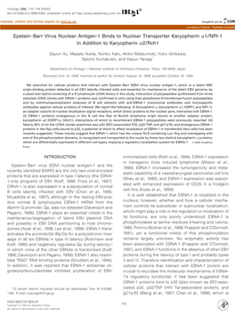 Epstein-Barr Virus Nuclear Antigen-1 Binds to Nuclear Transporter