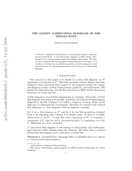 Arxiv:Math/0605018V2 [Math.GT] 14 Jul 2006 Ikdarmis Diagram Link a a [St]