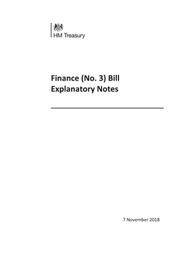 Finance (No. 3) Bill Explanatory Notes