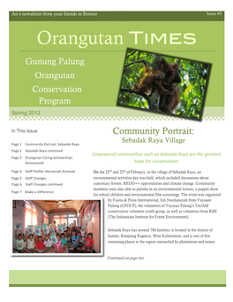 Orangutan Times Gunung Palung Orangutan Conservation Program Spring 2012