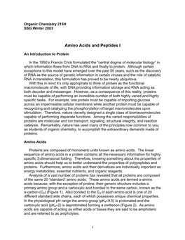 Amino Acids and Peptides I