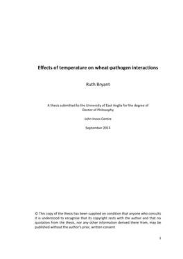 Effects of Temperature on Wheat-Pathogen Interactions