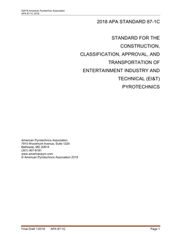 APA 87-1C Standard for the Construction, Classification