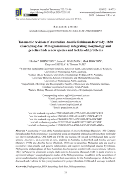 Taxonomic Revision of Australian Amobia Robineau-Desvoidy, 1830