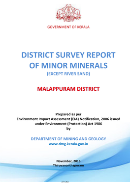 District Survey Report of Minor Minerals (Except River Sand)