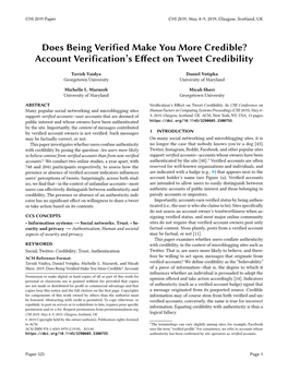 Account Verification's Effect on Tweet Credibility