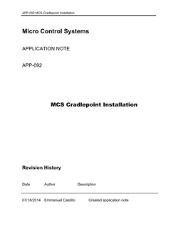 MCS-Cradlepoint Installation
