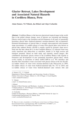 The Cordillera Blanca); (2) Released Water May Easily Transform Into Debris-ﬂow Or Mud-ﬂow, Thanks to Its High Erosion and Transport Potential