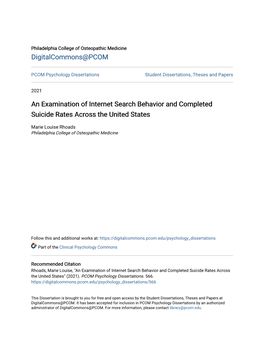 An Examination of Internet Search Behavior and Completed Suicide Rates Across the United States