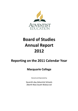 Board of Studies Annual Report 2012