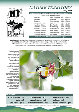 NATURE TERRITORY May 2011 Newsletter of the Northern Territory Field Naturalists Club Inc