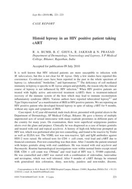 Histoid Leprosy in an HIV Positive Patient Taking Cart