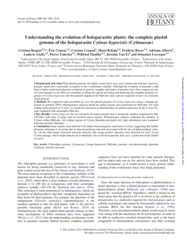 The Complete Plastid Genome of the Holoparasite Cytinus Hypocistis (Cytinaceae)