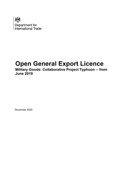 Open General Export Licences for Military Goods