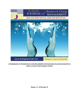 Determinants of Integration of Lean Procurement Methodologies in Aviation Industry in Kenya: a Case of Kenya Airways Limited