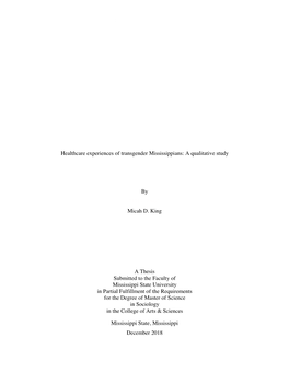 Healthcare Experiences of Transgender Mississippians: a Qualitative Study