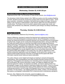 2014 MACAA CONFERENCE SCHEDULE Wednesday, October