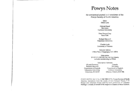 Powys Notes 5.2. Fall 1989