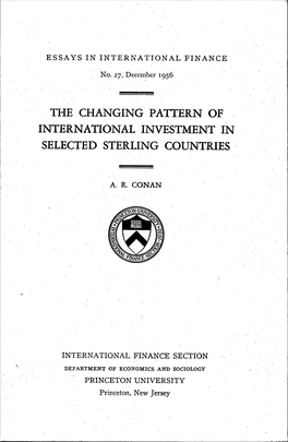 The Changing Pattern of International Investment in Selected Sterling Countries