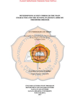 Determinism As Seen Through the Main Character and the Setting in Sister Carrie by Theodore Dreiser
