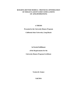 Protocol Optimization of Molecular Dynamics Simulations of Apolipoproteins