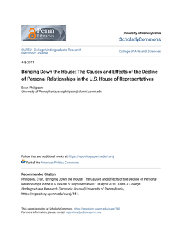 Bringing Down the House: the Causes and Effects of the Decline of Personal Relationships in the U.S