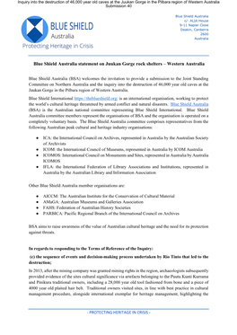 Blue Shield Australia Statement on Juukan Gorge Rock Shelters – Western Australia