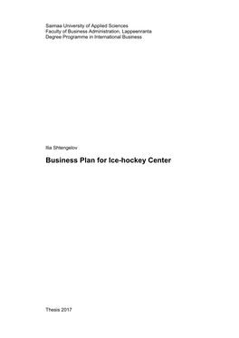 Business Plan for Ice-Hockey Center