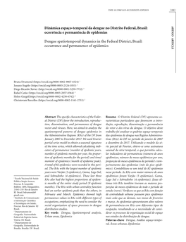 Dengue Spatiotemporal Dynamics in the Federal District, Brazil: Ticle Occurrence and Permanence of Epidemics