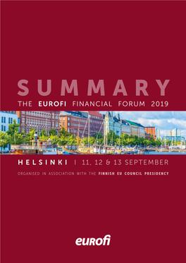 The Eurofi Financial Forum 2019 I 11, 12 & 13 September Helsinki