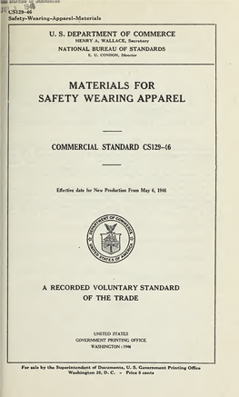 Materials for Safety Wearing Apparel