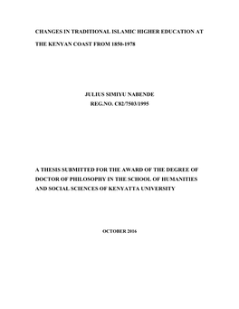 6.3.2 Institutions That Offered Higher Islamic Education in Coastal Kenya