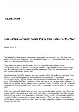 Pear Bureau Northwest Names Publix Pear Retailer of the Year