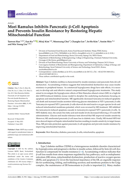 Mori Ramulus Inhibits Pancreatic -Cell Apoptosis and Prevents