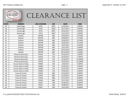 Clearance List