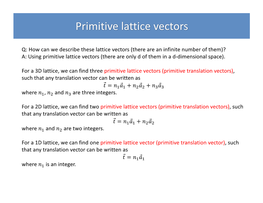 Primitive Lattice Vectors