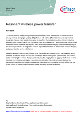 Infineon White Paper Resonant Wireless Power Transfer