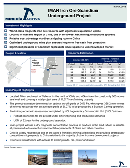 IMAN Iron Ore-Scandium Underground Project