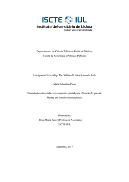 Departamento De Ciência Política E Políticas Públicas Escola De Sociologia E Políticas Públicas