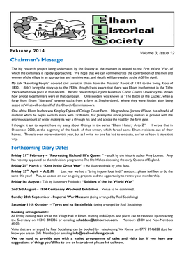 February 2014 Volume 3, Issue 12 Chairman’S Message