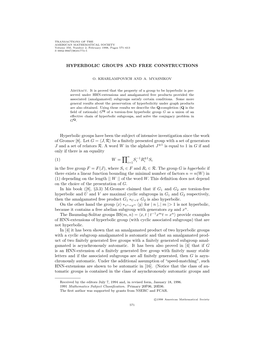 Hyperbolic Groups and Free Constructions